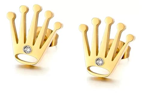 aretes rolex corona|Aretes Acero Inoxidable Oro Laminado 18k Rolex Corona Zircon.